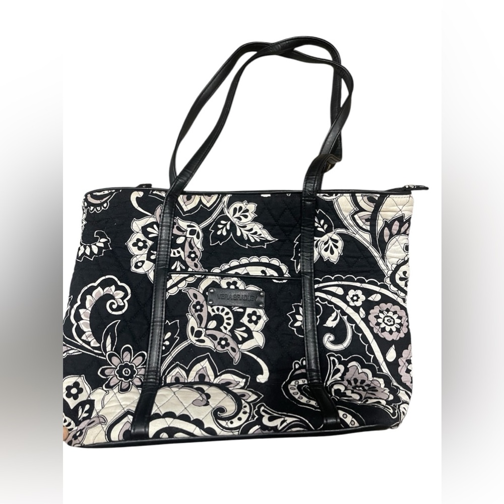 Vera Bradley Midnight Paisley Commuter Bag Tote Clean Zip & Pockets READ Trim